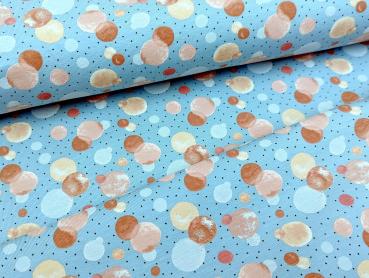 Baumwolljersey Kleine Kreise Dots Pastell Hellblau